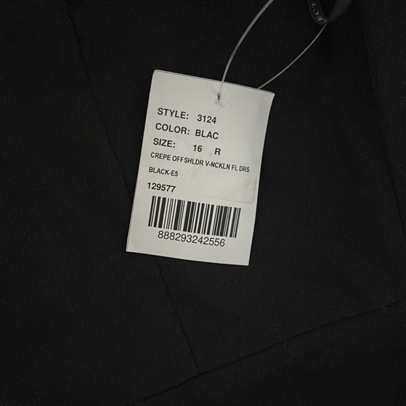 Dessy Collection OFF-THE-SHOULDER PLEATED CAP SLEEVE A-LINE MAXI DRESS IN BLACK - Picture 8 of 8